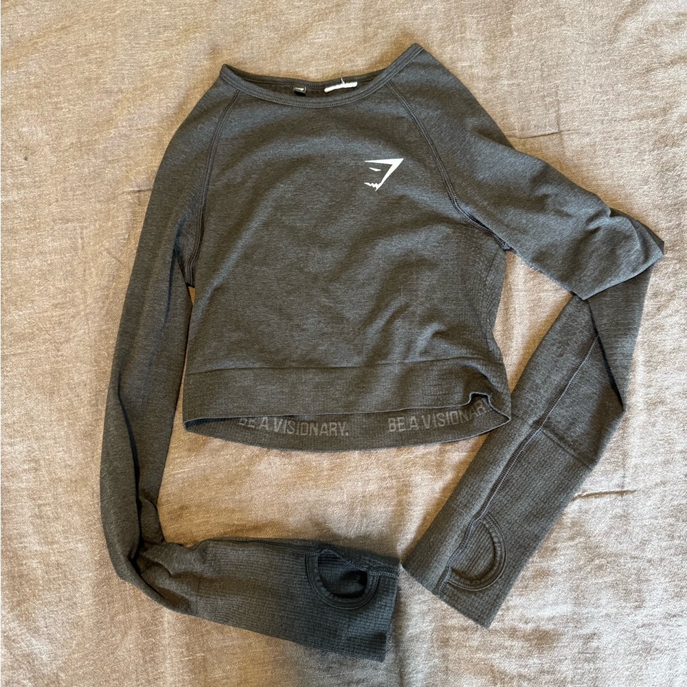 Dark gray Gymshark Long Sleeve Crop Top